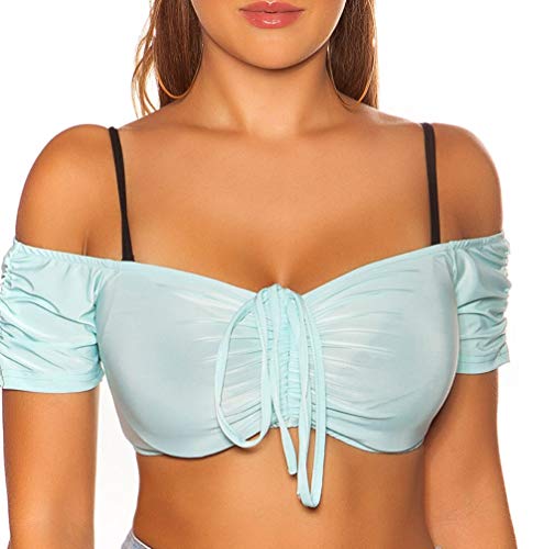 Koucla Off Shoulder Crop Top sexy bauchfrei mit Bändchen One Size (Einheitsgröße) von Koucla