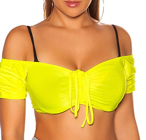 Koucla Off Shoulder Crop Top sexy bauchfrei mit Bändchen One Size (Einheitsgröße) von Koucla