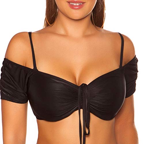 Koucla Off Shoulder Crop Top sexy bauchfrei mit Bändchen One Size (Einheitsgröße) von Koucla