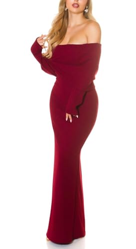 Koucla Off Shoulder Maxikleid Carmen Abendkleid Bodenlang Mermaid Kleid Cocktailkleid Langarm mit Umlegekragen One Size (Einheitsgröße) von Koucla