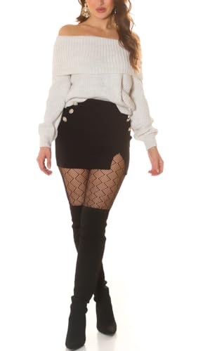 Koucla Off Shoulder Pullover Grobstrick Strickpullover Wollpullover Carmen-Ausschnitt mit Umlegekragen One Size (Einheitsgröße) von Koucla