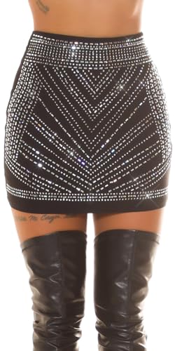 Koucla Party High Waist Stretch Minirock mit Deko Strass S von Koucla