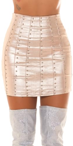 Koucla Rockiger Metallic Look High Waist Minirock mit Deko Nieten S von Koucla