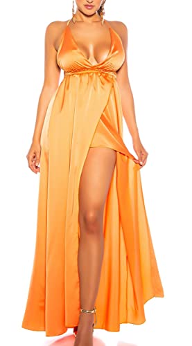 Koucla Rückenfreies Satin-Maxikleid mit sexy V-Neck und Wickel-Effekt One Size (Einheitsgröße) von Koucla