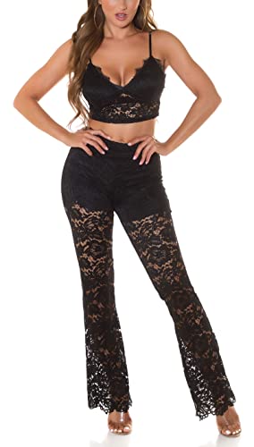 Koucla Sensation Spitzen Outfit Bustier Crop Top und High Waist Hose One Size (Einheitsgröße) von Koucla