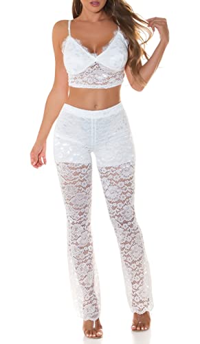 Koucla Sensation Spitzen Outfit Bustier Crop Top und High Waist Hose One Size (Einheitsgröße) von Koucla