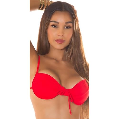 Koucla Sexy Damen Bügel Bikini-Oberteil ohne Polster Rot 38 (M) von Koucla