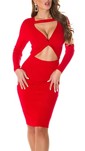 Koucla Sexy Feinstrick Kleid mit Cut Outs, Farbe:Rot, Größe:Einheitsgroesse von Koucla