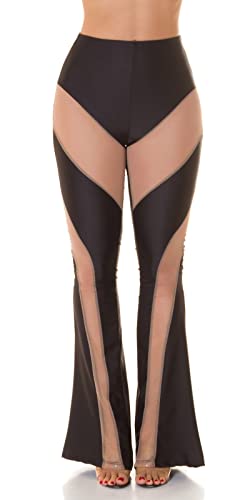 Koucla Sexy High Waist Schlag Leggings mit transparenten Mesh Streifen One Size (Einheitsgröße) von Koucla