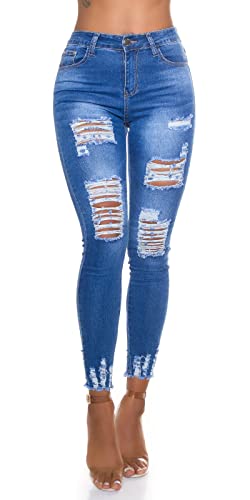 Koucla Sexy Highwaist Jeans mit Rissen, Farbe:Jeansblau, Größe:36 von Koucla