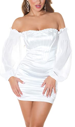Koucla Sexy Off-Shoulder Satinlook Minikleid, Farbe:Weiß, Größe:S von Koucla