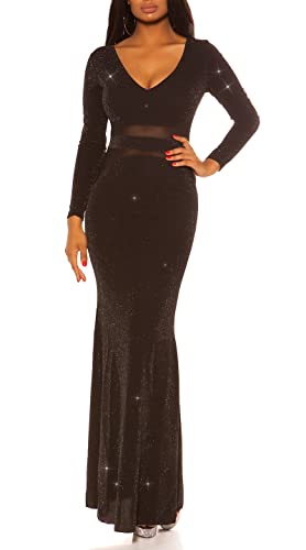 Koucla Sexy Red Carpet Abendkleid mit Mesh, Farbe:Schwarzsilber, Größe:M von Koucla