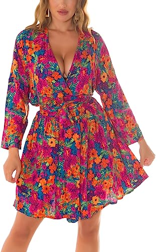 Koucla Sexy Wickelkleid mit Bindegürtel und Blumen Print L/XL von Koucla