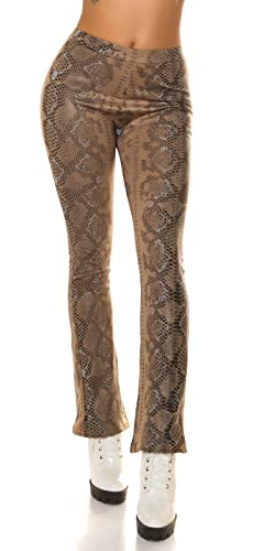 Koucla Snake Printed Leder Look High Waist Leggings mit Schlag S/M von Koucla