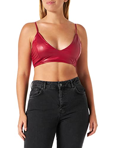 Koucla Top Wetlook Crop Top Tanktop Bustier (Bordeaux, L) von Koucla