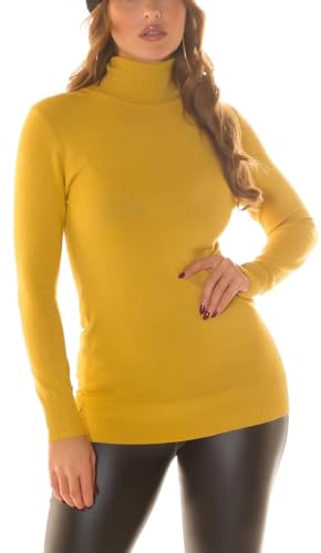 Koucla Uni Damen Basic Feinstrick Longpullover Pullover Langarm mit Rollkragen Turtle Neck One Size (Einheitsgröße) von Koucla