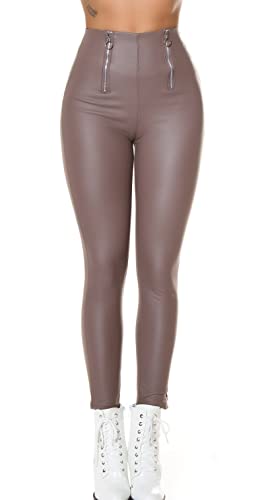 Koucla Uni High Waist Leggings im Wet Look mit Deko Zipper L/XL von Koucla