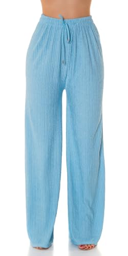 Koucla Uni High Waist Plissee Marlene Hose Lang Sommerhose mit weitem Bein One Size (Einheitsgröße) von Koucla