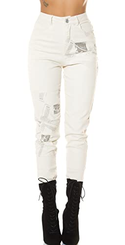 Koucla Uni Röhren High Waist Jeans mit Print 42 von Koucla