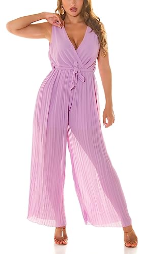 Koucla Wickel V-Neck Plissee Maxi Jumpsuit semi-transparent mit Gürtel One Size (Einheitsgröße) von Koucla