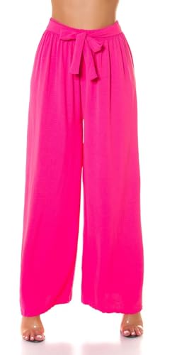 Koucla Wide Leg Sommer Highwaist Weite Hose mit Deko Gürtel One Size (Einheitsgröße) von Koucla