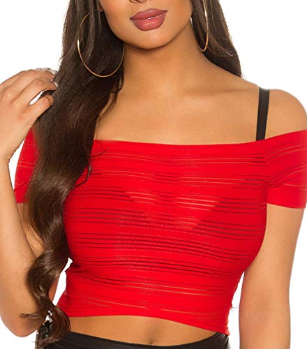 Sexy Carmen Crop Off Shoulder Shirt mit Kurzarm S von Koucla