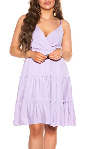 Sexy Spaghettiträger Babydoll Kleid, Farbe:Flieder, Größe:L/XL von Koucla