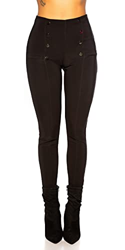 Skinny High Waist Treggings mit Deko Knöpfe und Zier-Naht L/XL von Koucla