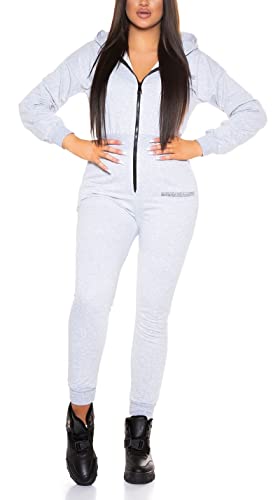 Sporty Sweat Kapuzen Home Long Jumpsuit mit Zipper Einheitsgröße von Koucla