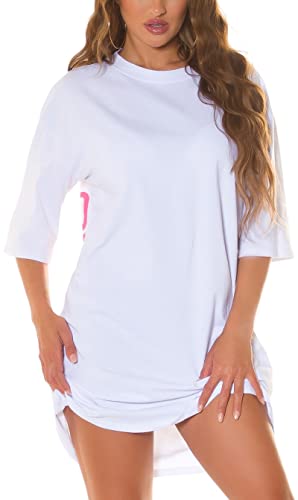 Uni Oversize Long T-Shirt mit Schritzug-Print One Size (Einheitsgröße) von Koucla