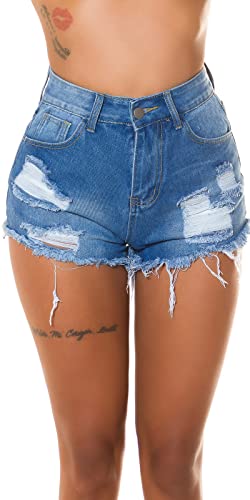 Used Look High Waist Jeans Shorts mit Löcher M von Koucla