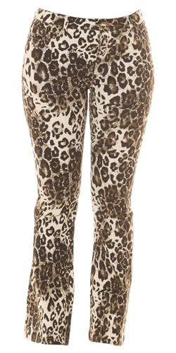 Wilde Highwaist-Hose Jeans im Leo-Print mit Baumwoll-Stretch, 5-Pocket-Style und dezentem Schlag für einen trendigen Look M von Koucla