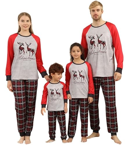 Kouric Weihnachts Pyjama Family Set,Hirsch Schlafanzug Weihnachten Familie Damen,Ganzkörper Weihnachtspyjama, Family Christmas Pyjamas Set,Familie Weihnachten Pyjamas,Pyjama Weihnachten,Frauen-L von Kouric