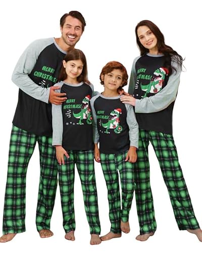 Kouric Weihnachtspyjama Familie Set, Dino Weihnachts Pyjama Damen, Schlafanzug Weihnachten Damen, Tyrannosaurus Rex Matching Pyjamas Couple,Christmas Pyjama Geschenke für Frauen Weihnachten,Damen-3XL von Kouric