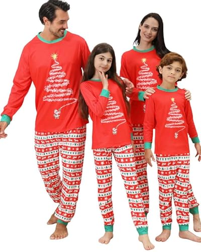 Kouric Familie Weihnachten Pyjamas, Weihnachtbaum Schlafanzug Kinder,Feuerwerk Matching Pyjamas Couple,Kuschel Pyjama Weihnachten Kind,Geschenke für Junge/Mädchen Weihnachten,Junge/Mädchen-10T von Kouric