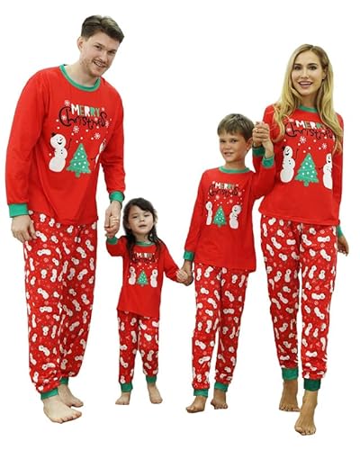 Schlafanzug Weihnachten Kinder, Schneemann Weihnachtspyjama Familie Set, Kuschel Pyjama Weihnachten Kind, Weihnachtspyjama Paare,Geschenke Mädchen/Junge Weihnachten,Junge/Mädchen-4T von Kouric