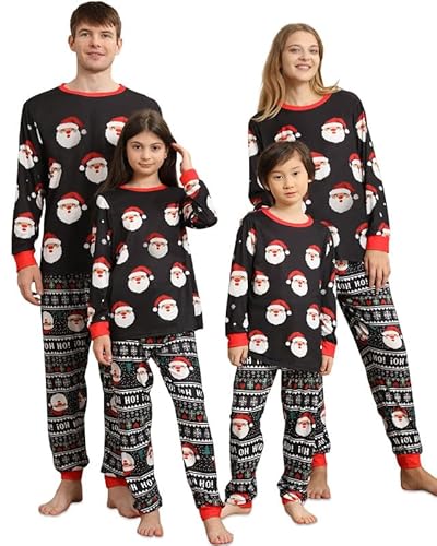 Weihnachts Pyjama Family Set, Weihnachtspyjama Familie Set Weihnachtsmann Lang Winter, Matching Christmas Pyjamas Nikolaus,Schlafanzug Weihnachten Familie für Damen/Herren/Mädchen/Jungen Damen-XXL von Kouric