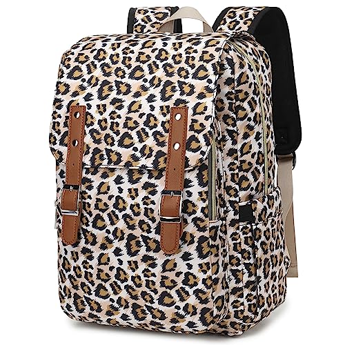 Kouxunt Laptop-Rucksack für Damen und Mädchen, 39,6 cm (15,6 Zoll), College-Schulrucksack, Reisen, lässiger Tagesrucksack, leopard, 42 von Kouxunt