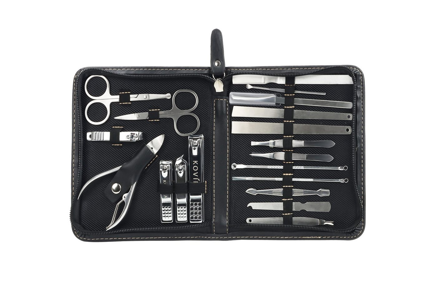 Kovira Nagelknipser 19-teiliges Nagelpflege-Set - Edelstahlwerkzeuge - Reisehülle, 1-tlg. von Kovira