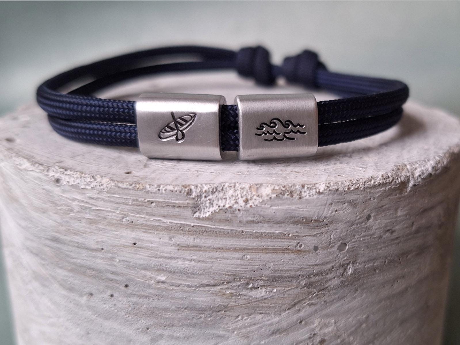 Armband Paddelboot - Segeltau Personalisiert Geschenk Ruderer Kajak Wassersport Gravur Von Hand Gestempelt Armband Paddelboot - Segeltau Personalisiert Geschenk Ruderer Kajak Wassersport Gravur Von Hand Gestempelt von Kowalka