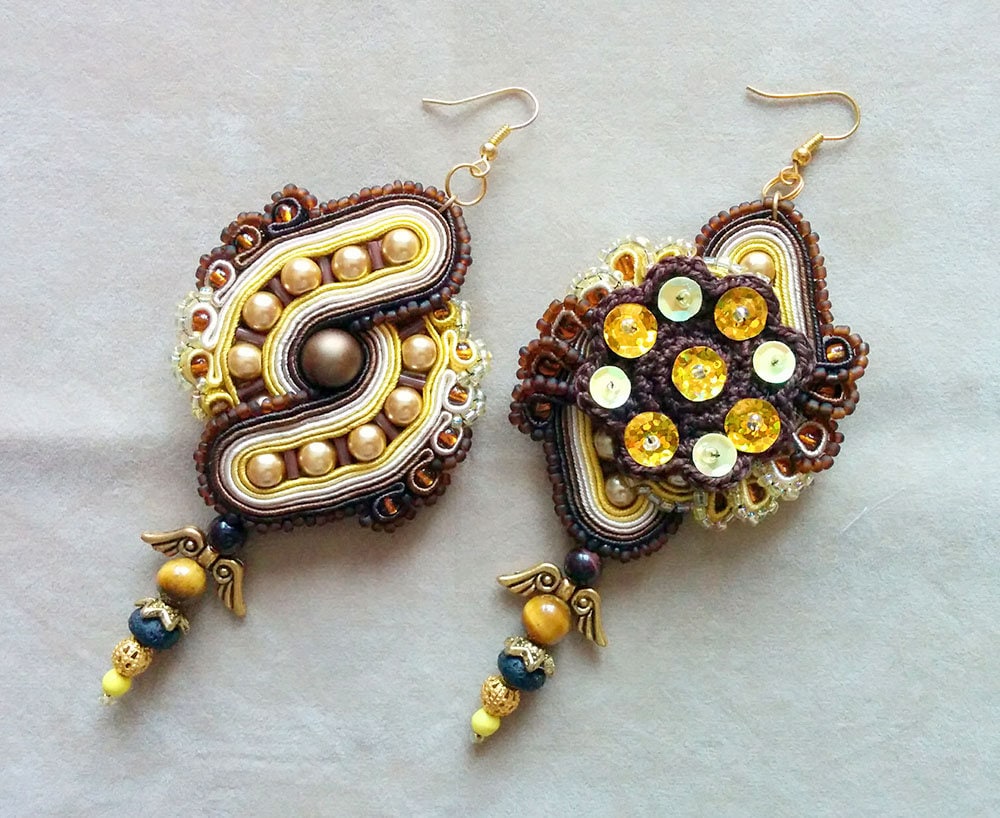 Kaffee & Honig - Soutache Ohrringe von Kozaluss