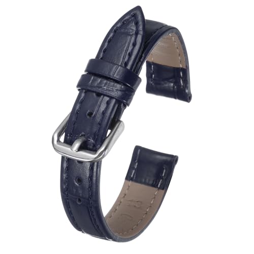 Kozelo Leder Uhrenarmbänder - [13mm] Schnellwechsel Rindsleder Uhrenarmbänder Ersatz mit 4 Stück Federstege für Männer und Frauen, Geprägtes Muster, Dunkelblau von Kozelo