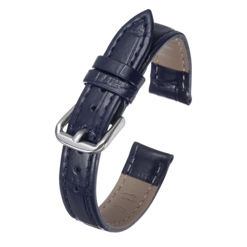 Kozelo Leder Uhrenarmbänder - [14mm] Schnellwechsel Rindsleder Uhrenarmbänder Ersatz mit 4 Stück Federstege für Männer und Frauen, geprägtes Muster, Dunkelblau von Kozelo