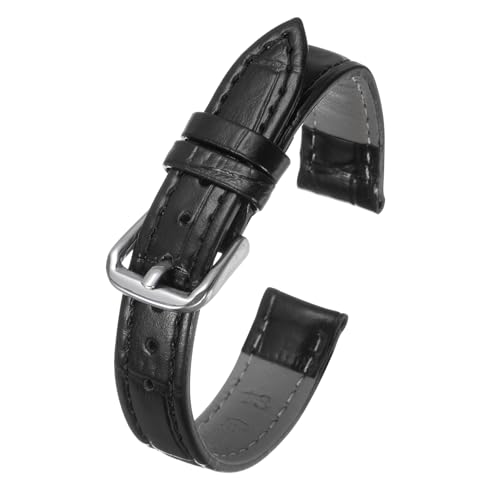 Kozelo Leder Uhrenarmbänder - [15mm] Schnellwechsel Kuhleder Uhrenarmbänder Ersatz mit 4 Stück Federstege für Männer und Frauen, Geprägtes Muster, Schwarz von Kozelo