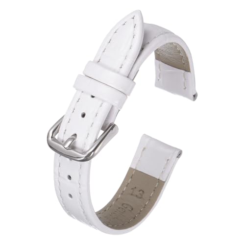 Kozelo Leder Uhrenarmbänder - [17mm] Schnellwechsel Kuhleder Uhrenarmbänder Ersatz mit 4 Stück Federstege für Männer und Frauen, geprägtes Muster, Weiß von Kozelo