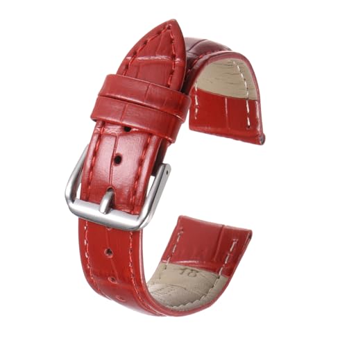 Kozelo Leder Uhrenarmbänder - [23mm] Schnellwechsel Kuhleder Uhrenarmbänder Ersatz mit 4 Stück Federstege für Männer und Frauen, geprägtes Muster, Rot von Kozelo