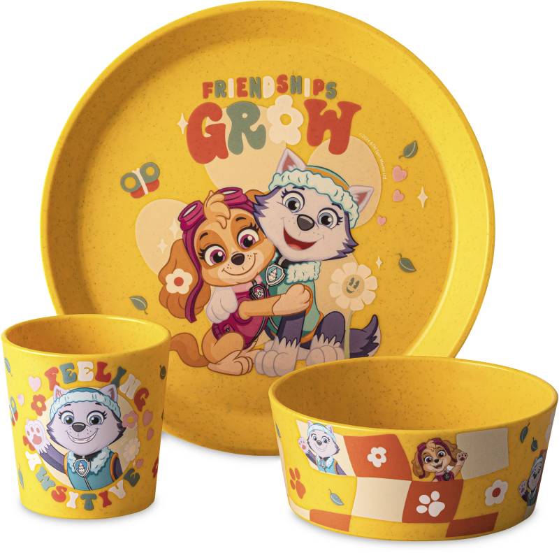 KOZIOL Kindergeschirr-Set "Kleiner Teller + Schale + Becher CONNECT GROW PAW PATROL" 100% melaminfrei & recycelbar, CO² neutral in Deutschland produziert von Koziol