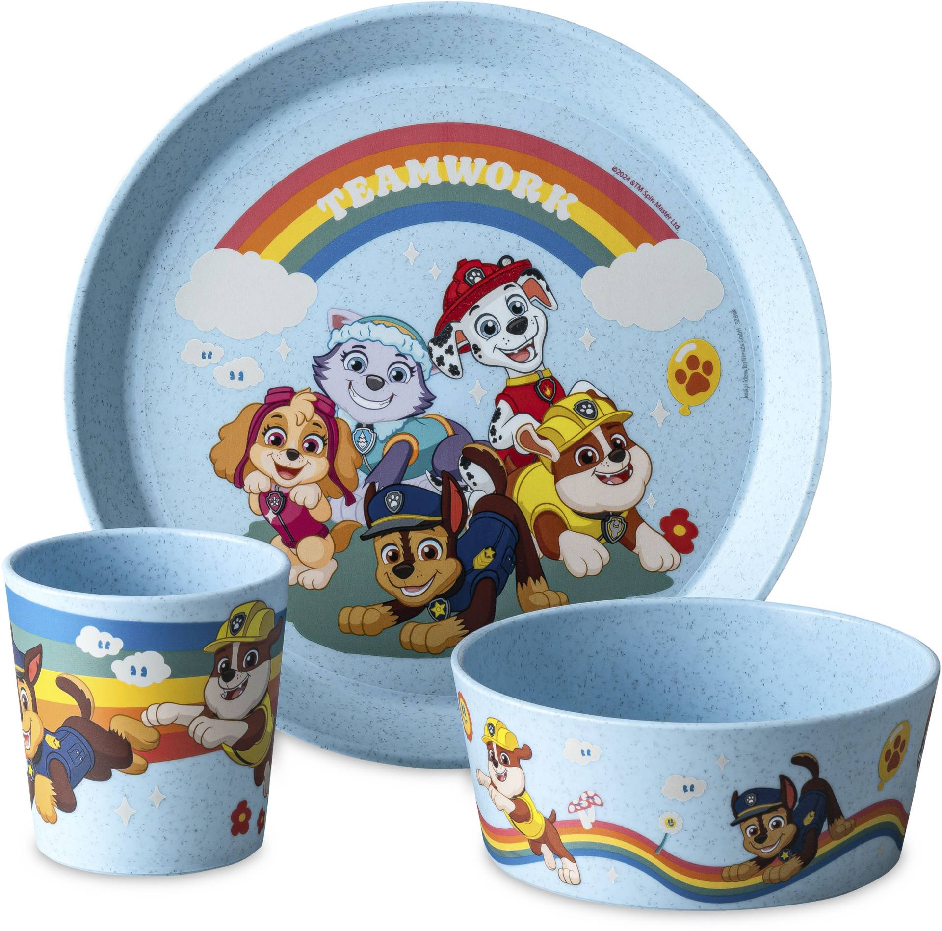 KOZIOL Kindergeschirr-Set "Kleiner Teller + Schale + Becher CONNECT GROW PAW PATROL" 100% melaminfrei & recycelbar, CO² neutral in Deutschland produziert von Koziol