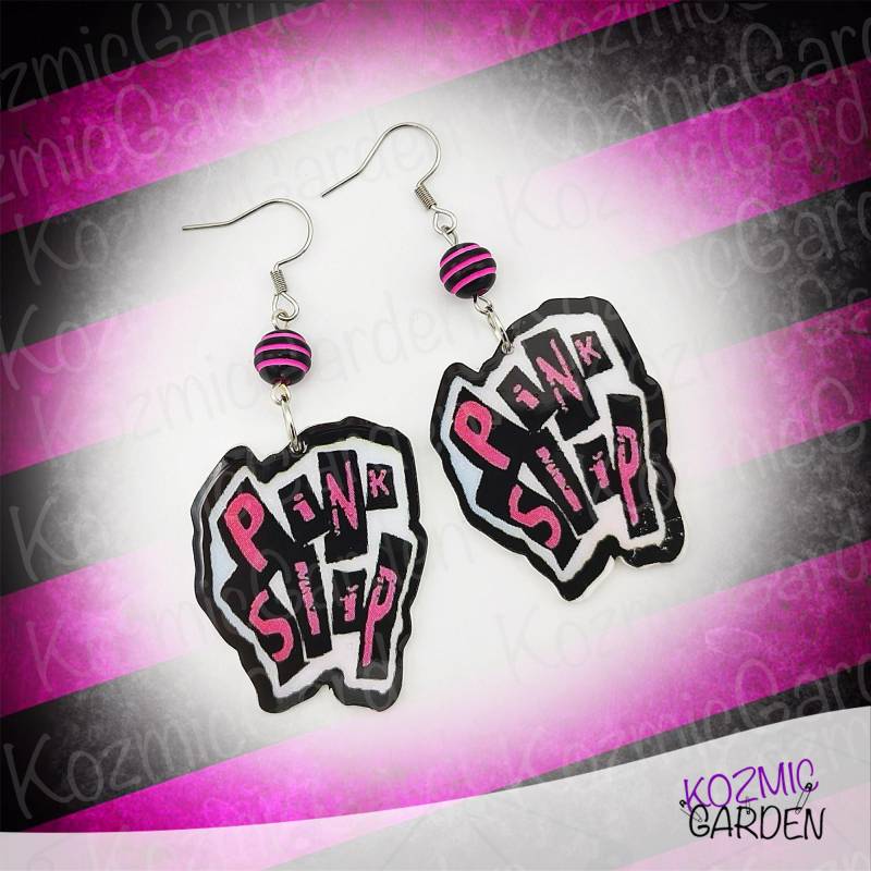 Pinke Slip Punk Ohrringe - Inspiriert Von Freaky Friday von KozmicGarden