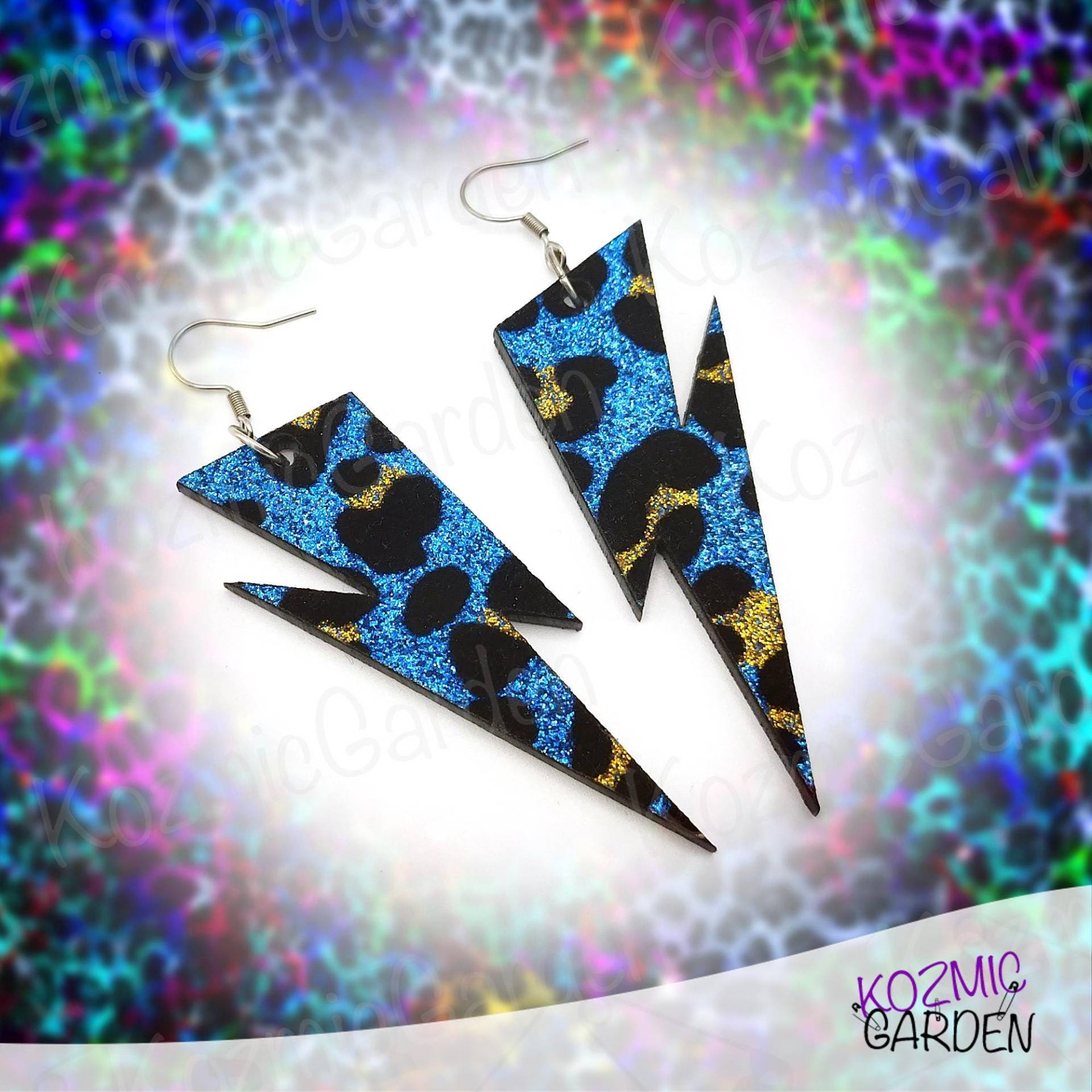 Samtige Leopard Bolt Ohrringe - Punk Rock Statement Schmuck, Einzigartig & Spaß Pur von KozmicGarden